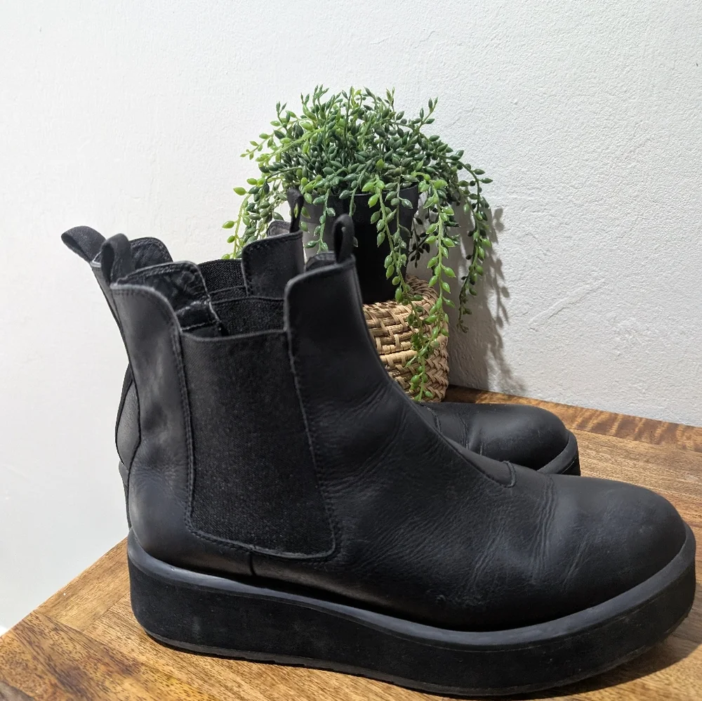 New G-Star Strett Flatform Chelsea Sneakers Women  Black Leather Boot Size‎ 9.5
